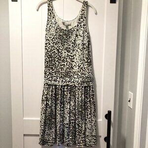 Sportmax Dress Small Silk Multicolor Speckle Print Drop Waist Sporty Slinky